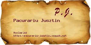Pacurariu Jusztin névjegykártya